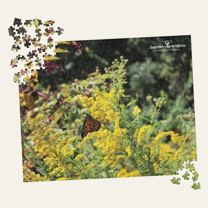 Garden for Wildlife Jigsaw Puzzle - Monarch Butterfly on Goldenrod Merch - Garden for Wildlife